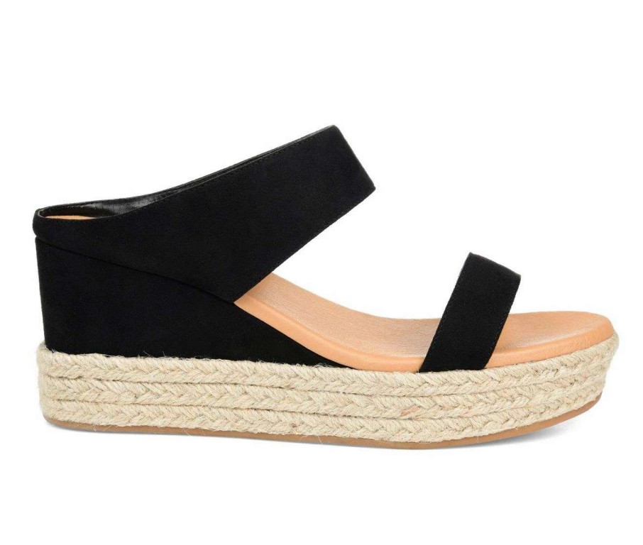 Wedge Heels * | Best Reviews Of Women'S Journee Collection Alissa Espadrille Wedges Black