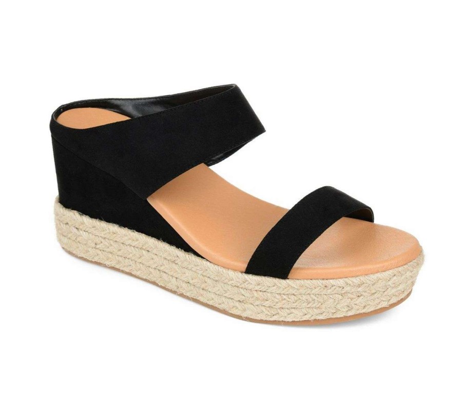 Wedge Heels * | Best Reviews Of Women'S Journee Collection Alissa Espadrille Wedges Black