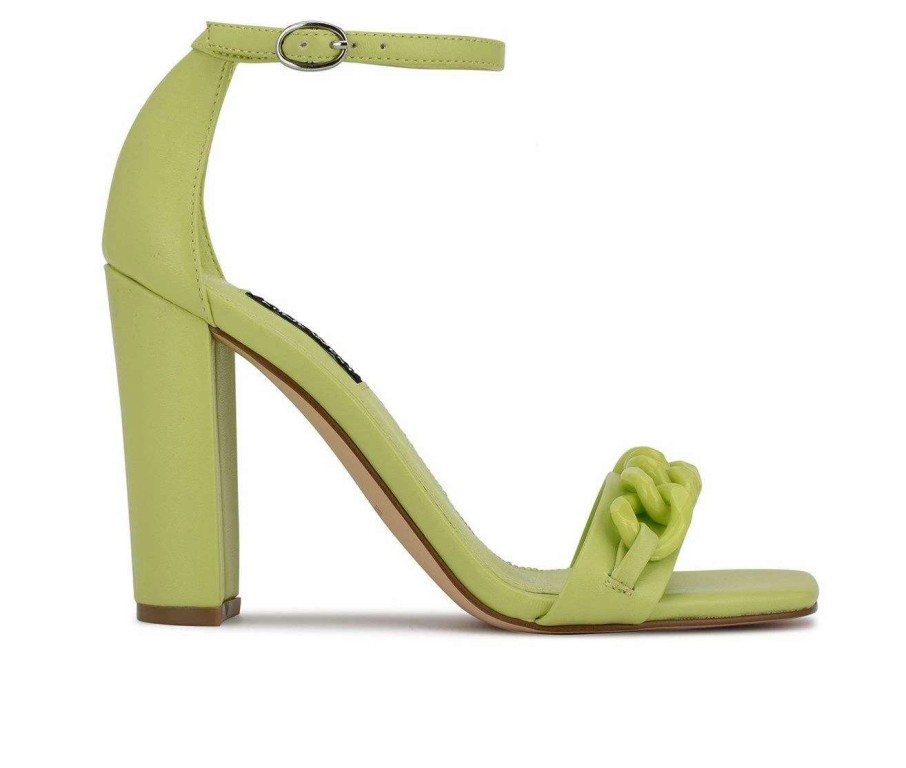 Heeled Sandals * | Hot Sale Women'S Nine West Mindful Dress Sandals Neon Lime