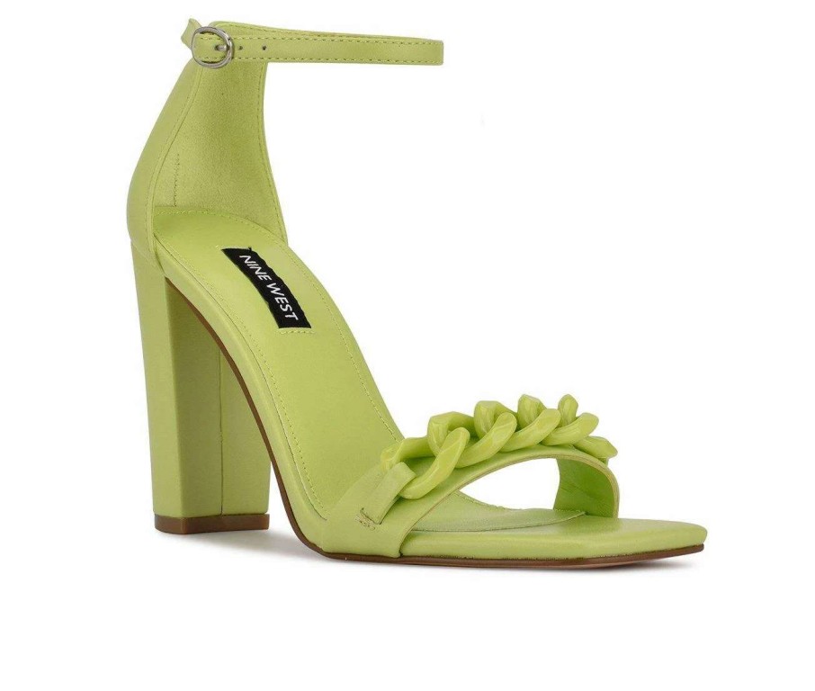 Heeled Sandals * | Hot Sale Women'S Nine West Mindful Dress Sandals Neon Lime