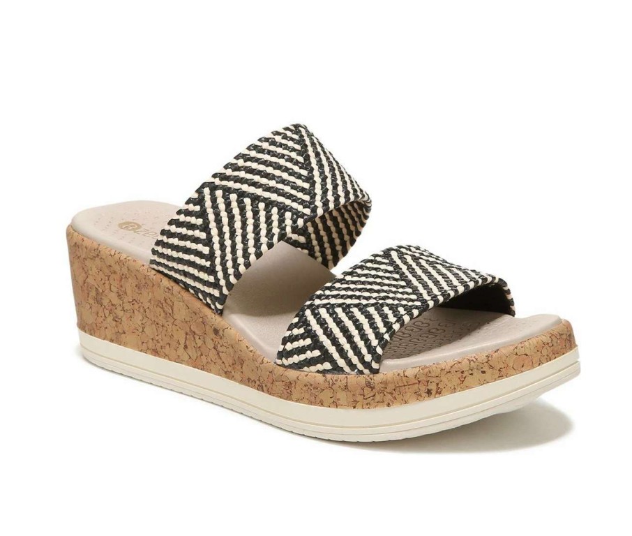 Wedge Sandals * | Outlet Women'S Bzees Resort Wedge Sandals Black Raffia