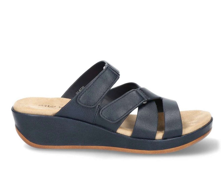 Wedge Sandals * | Best Pirce Women'S Easy Street Koda Wedge Sandals Navy