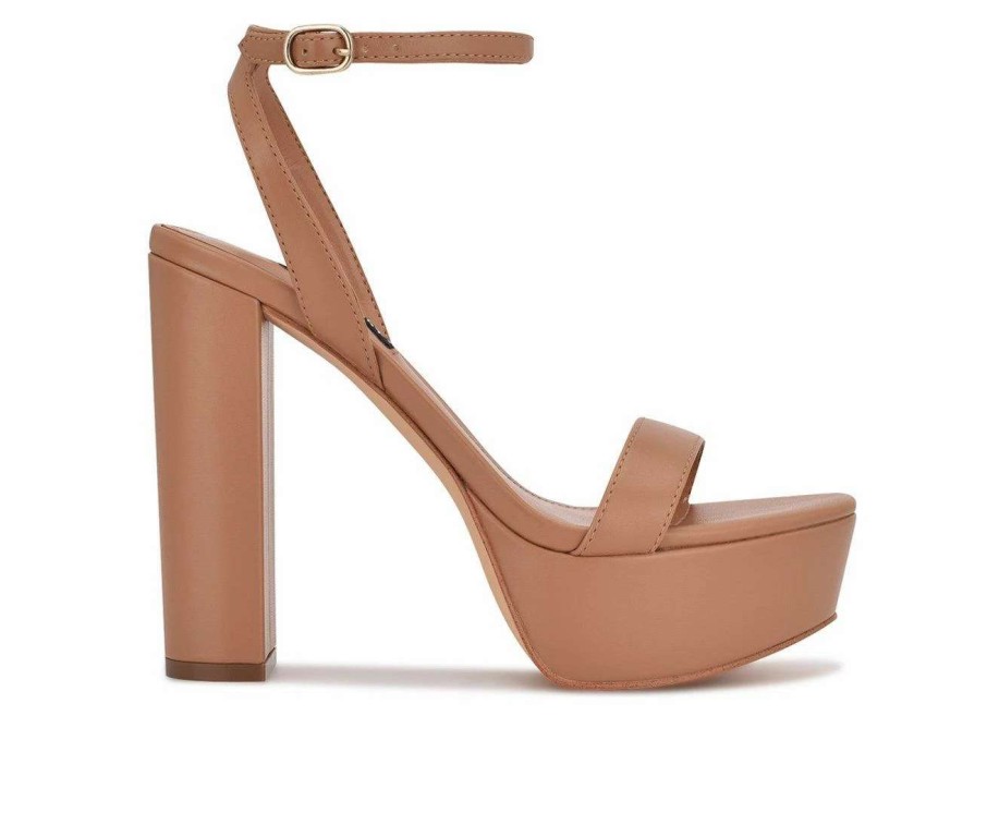 Platform Heels * | Cheapest Women'S Nine West Uknow Platform Dress Sandals Medium Natural