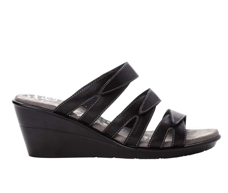 Wedge Sandals * | Outlet Women'S Propet Lexie Wedge Sandals Black