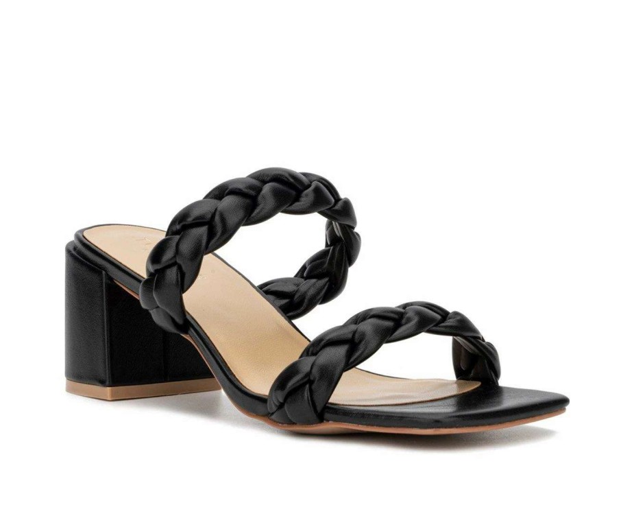 Block Heels * | Brand New Women'S Torgeis Plumeria Dress Sandals Black