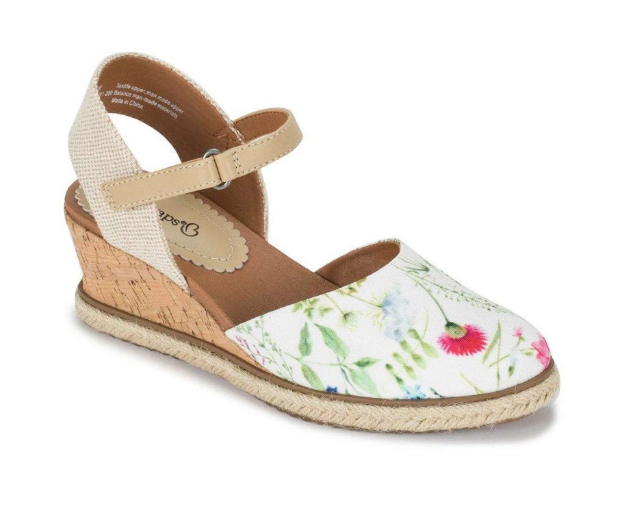 Wedge Heels * | Best Reviews Of Women'S Baretraps Ocean Closed Toe Wedge Sandals Wht Multi Flwr