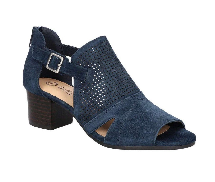 Block Heels * | Budget Women'S Bella Vita Illiana Dress Sandals Navy Suede Lea