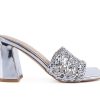 Heeled Sandals * | Brand New Women'S London Rag Adorbs Block Heel Dress Sandals Silver