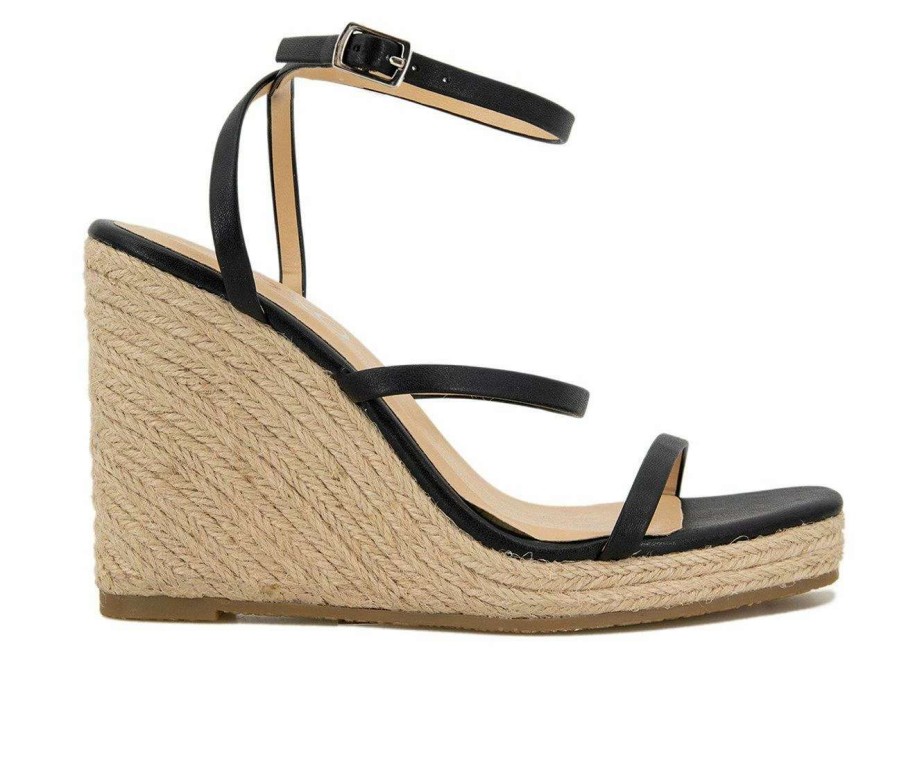 Wedge Sandals * | Promo Women'S Xoxo Uliana Espadrille Wedge Sandals Black