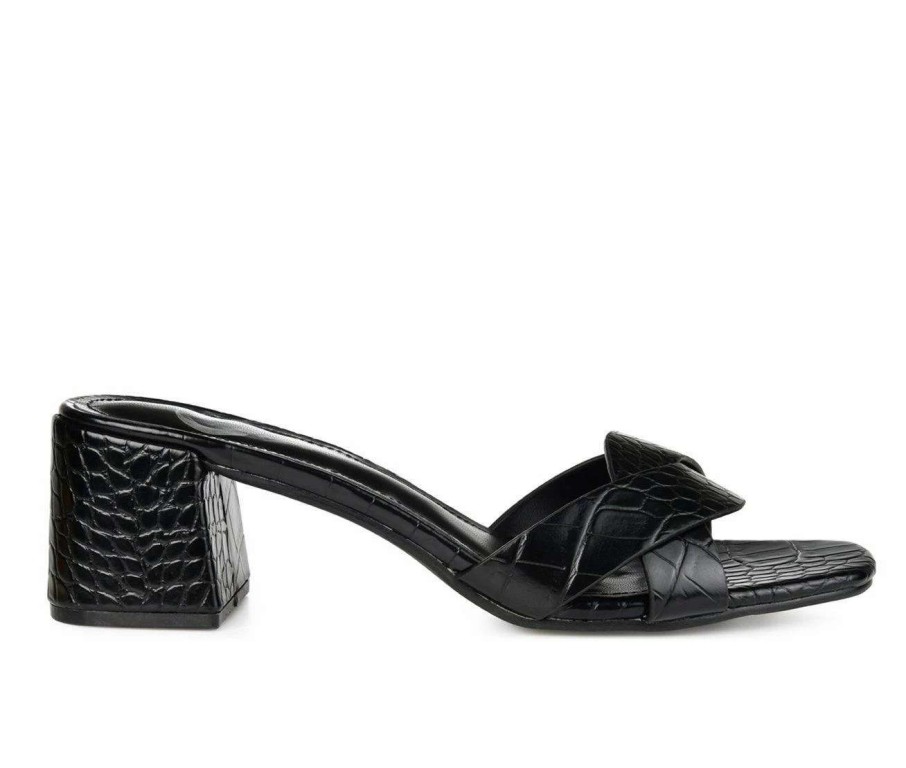 Heeled Sandals * | Discount Women'S Journee Collection Perette Mule Heels Black