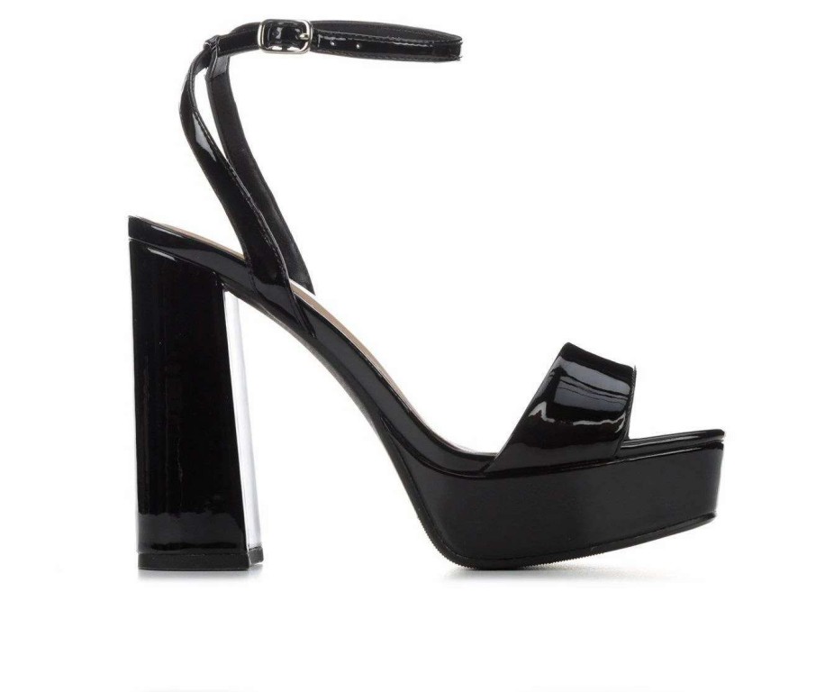 Platform Heels * | Best Pirce Women'S Y-Not Lorii Platform Dress Sandals Black Patent