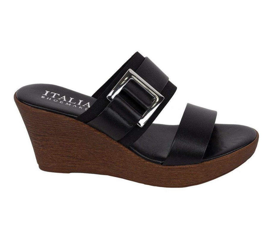 Wedge Sandals * | Top 10 Women'S Italian Shoemakers Cai Wedge Sandals Black