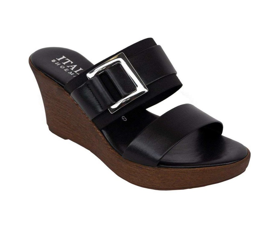 Wedge Sandals * | Top 10 Women'S Italian Shoemakers Cai Wedge Sandals Black