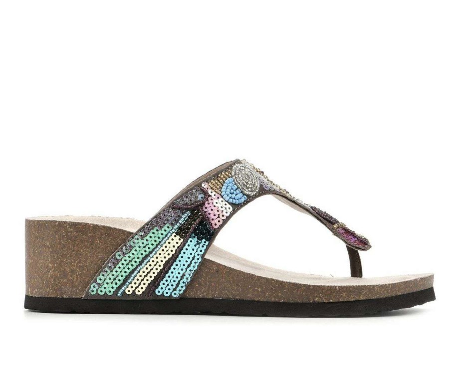 Wedge Sandals * | Discount Women'S White Mountain Cordoba Wedge Sandals Brown/Multi