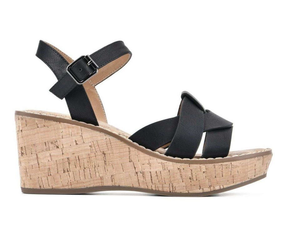 Wedge Sandals * | New Women'S White Mountain Simple Wedge Sandals Black