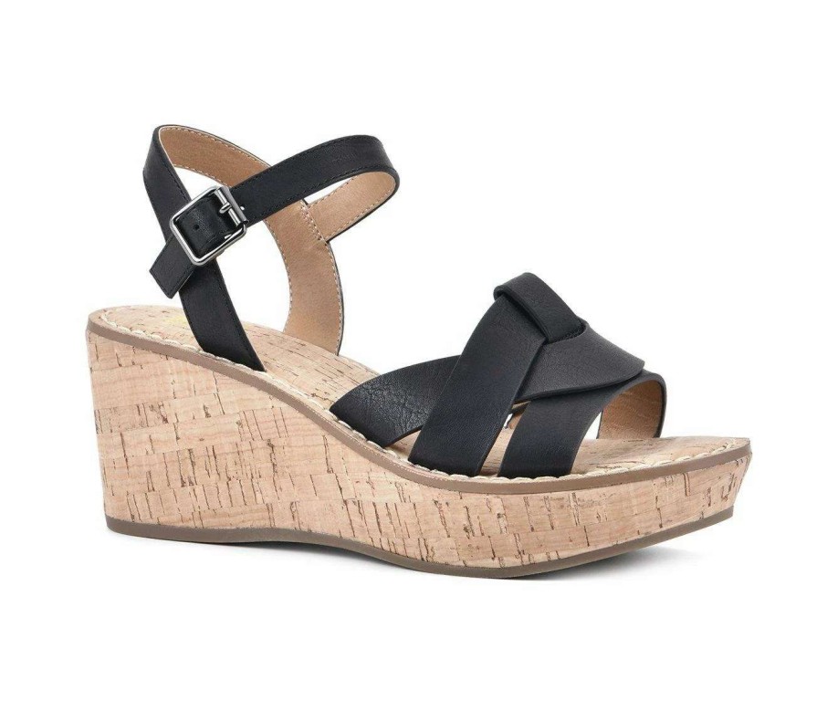 Wedge Sandals * | New Women'S White Mountain Simple Wedge Sandals Black