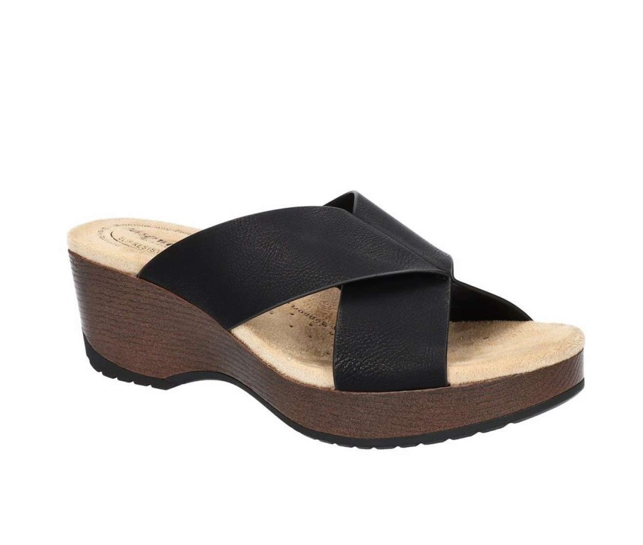 Wedge Sandals * | Top 10 Women'S Easy Works By Easy Street Ragan Slip Resistant Wedge Sandals Black