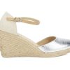 Wedge Heels * | Coupon Women'S White Mountain Mamba Espadrille Wedges Silver/Met/Fab