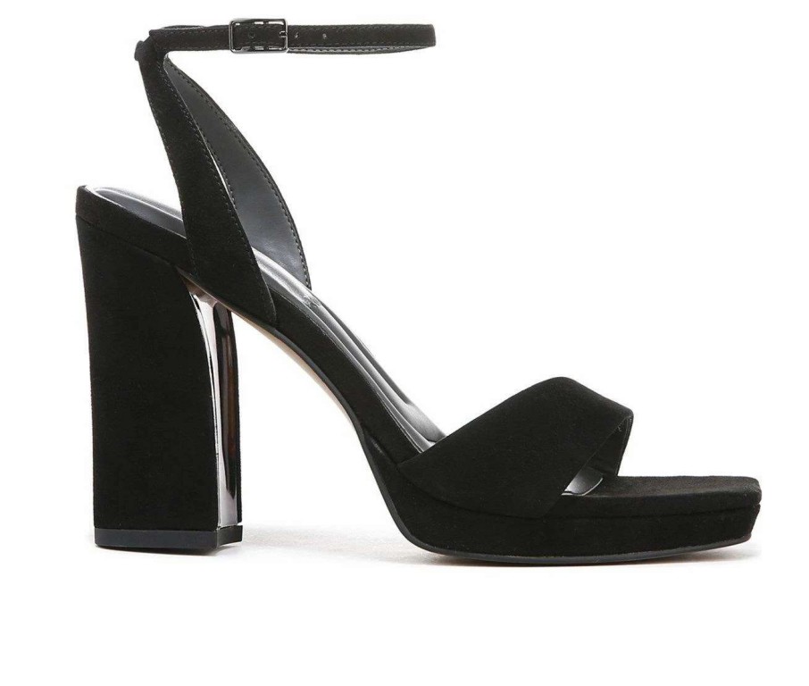 Block Heels * | Deals Women'S Franco Sarto Daffy Dress Sandals Black Suede