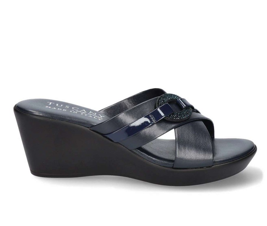 Wedge Sandals * | Best Deal Women'S Tuscany By Easy Street Sabina Wedge Sandals Navy