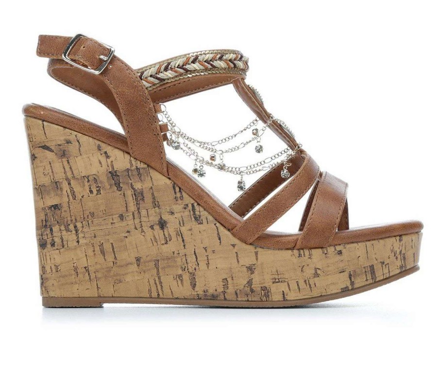 Wedge Sandals * | Best Deal Women'S Jellypop Lenora Platform Wedges Cognac