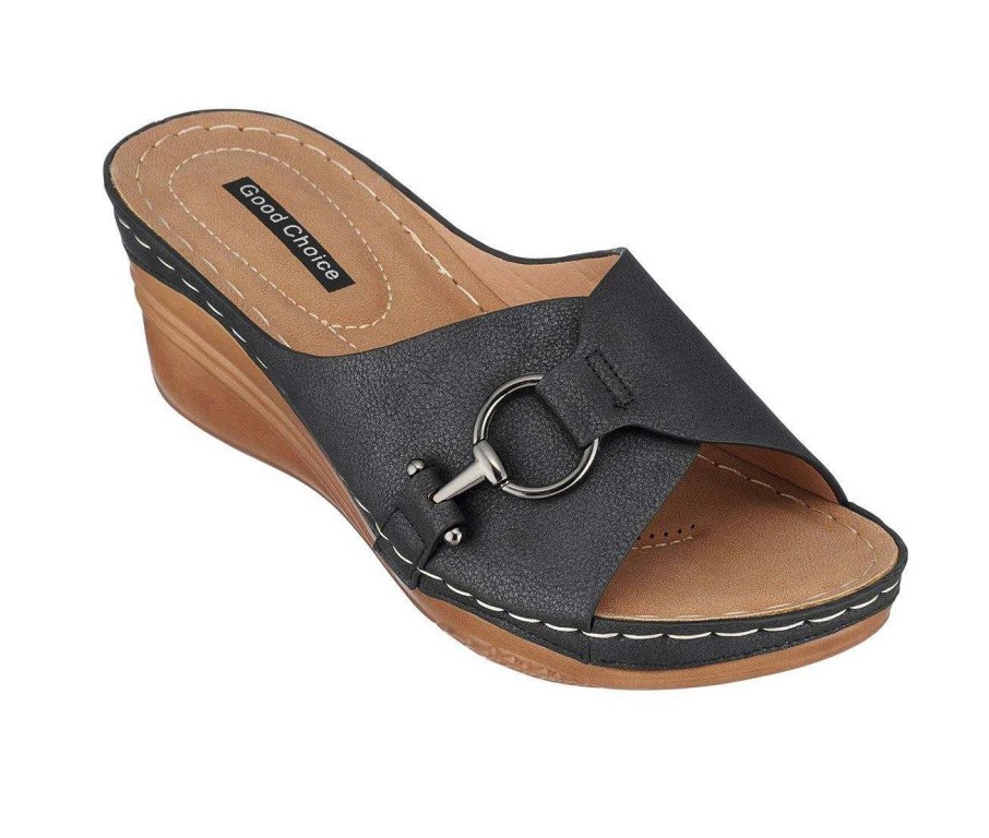 Wedge Sandals * | Best Reviews Of Women'S Gc Shoes Bay Wedge Sandals Black