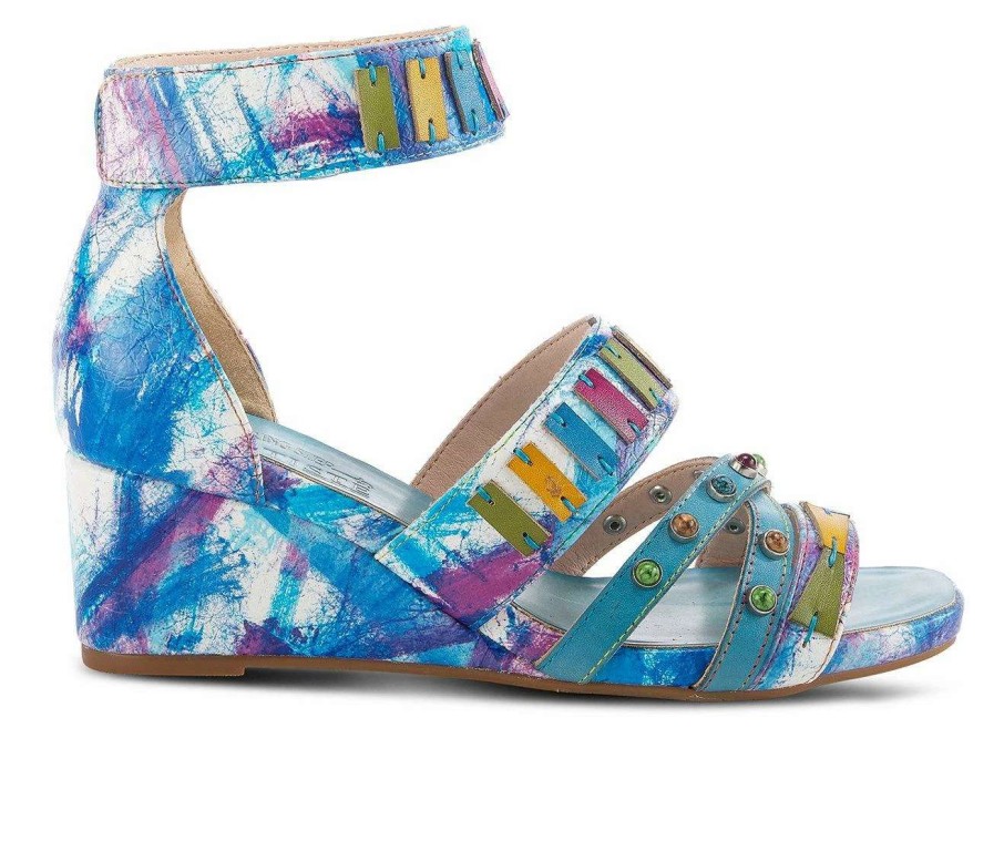 Wedge Sandals * | Flash Sale Women'S L'Artiste Tiffanita Wedges Turquoise Multi