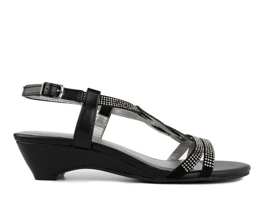 Wedge Sandals * | Best Deal Women'S London Fog Meadow Wedge Sandals Black