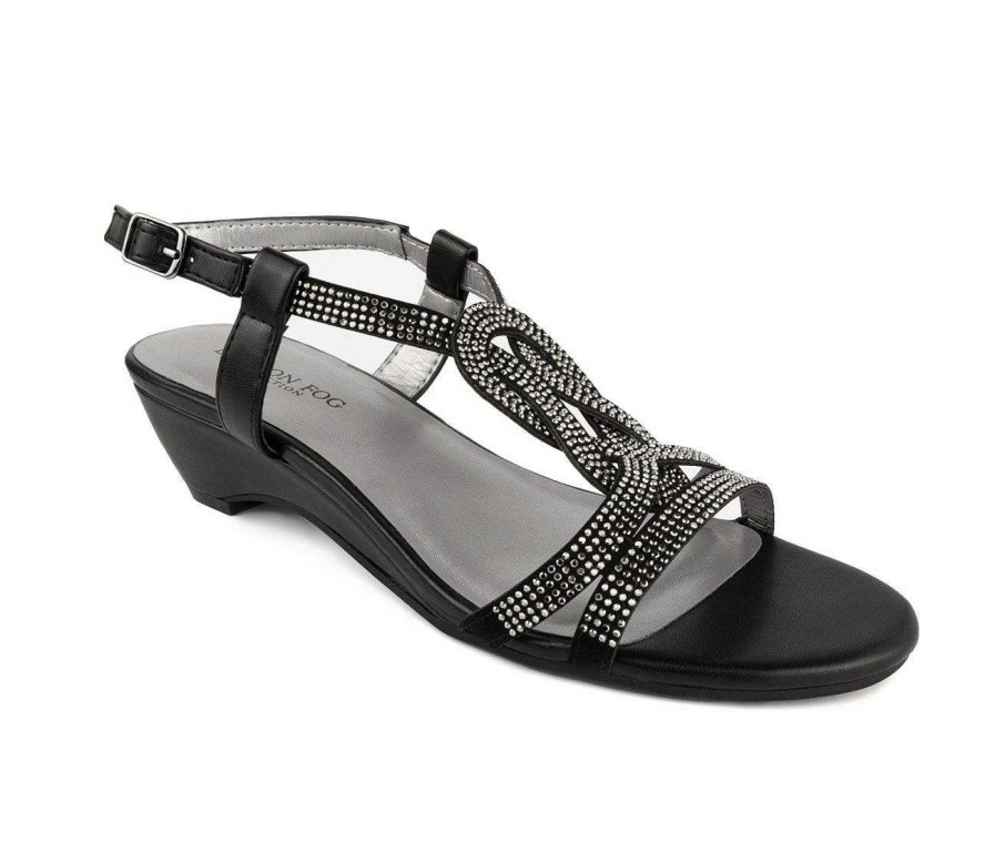 Wedge Sandals * | Best Deal Women'S London Fog Meadow Wedge Sandals Black