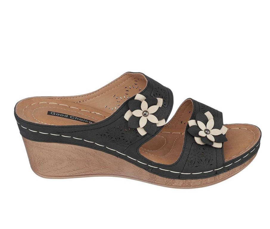 Wedge Sandals * | Promo Women'S Gc Shoes Cie Wedge Sandals Black