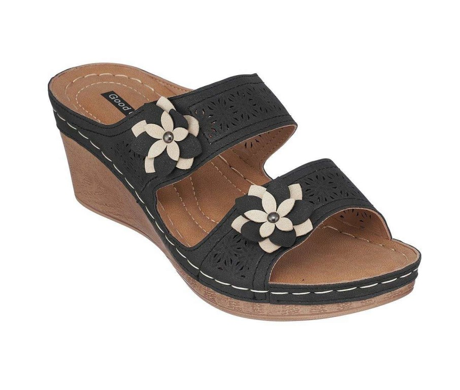 Wedge Sandals * | Promo Women'S Gc Shoes Cie Wedge Sandals Black