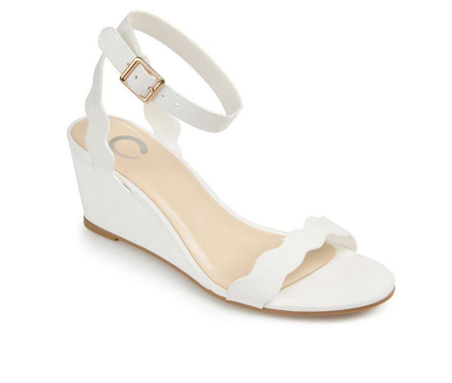 Wedge Heels * | Hot Sale Women'S Journee Collection Loucia Wedge Sandals White