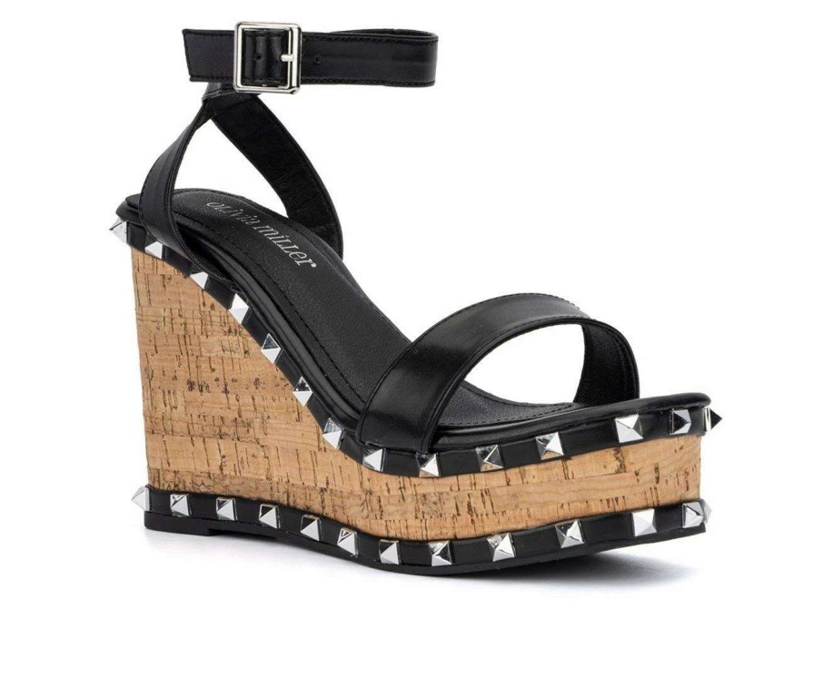 Wedge Heels * | Wholesale Women'S Olivia Miller Talani Wedge Sandals Black