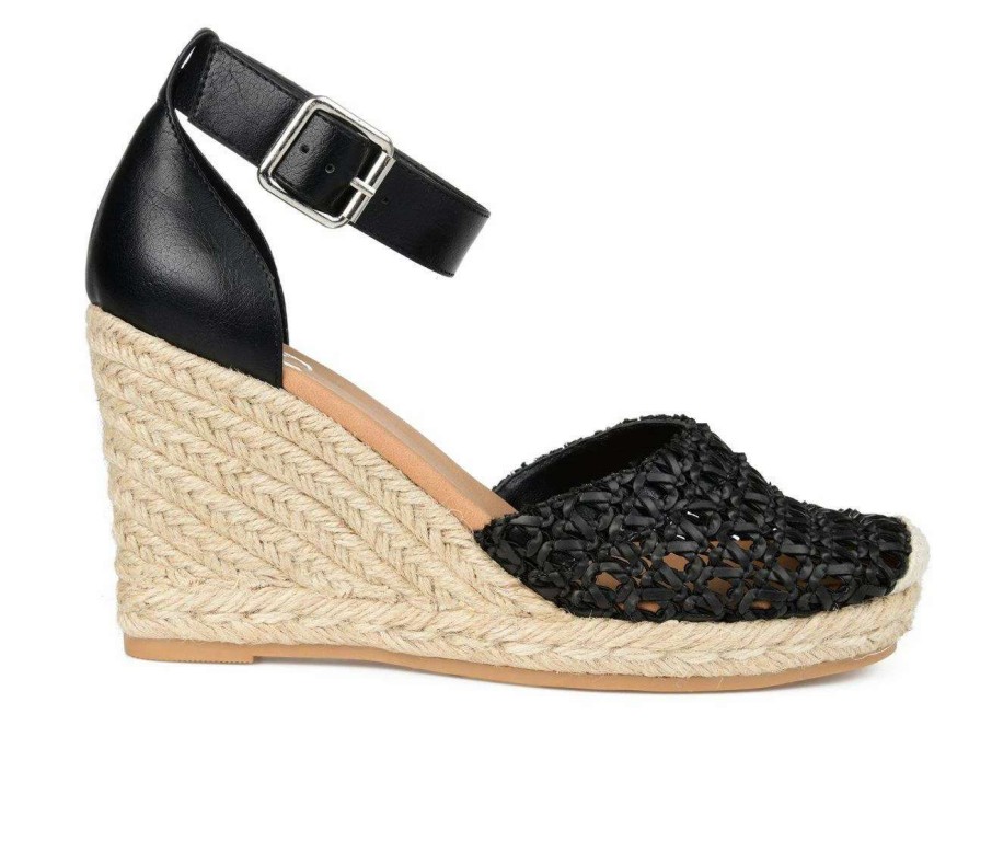 Wedge Heels * | Brand New Women'S Journee Collection Sierra Espadrille Wedges Black