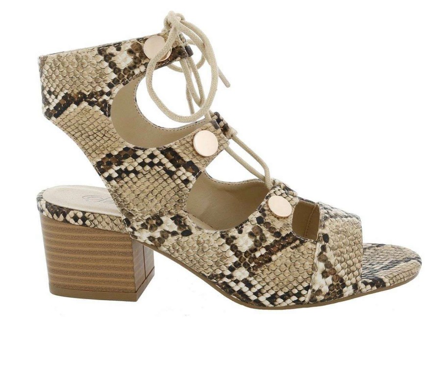 Heeled Sandals * | Best Deal Women'S Penny Loves Kenny Serge Dress Sandals Natural Snake