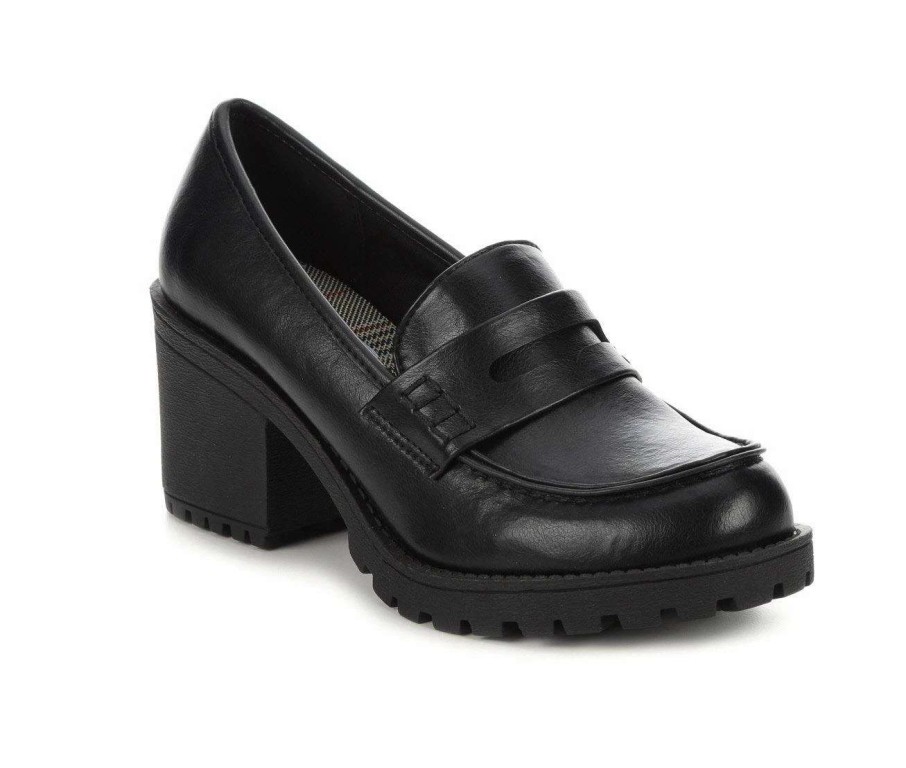 Block Heels * | Flash Sale Women'S Soda Keys Heeled Loafers Black