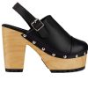 Block Heels * | Best Sale Women'S Rag & Co Alona Block Heel Platform Clogs Black