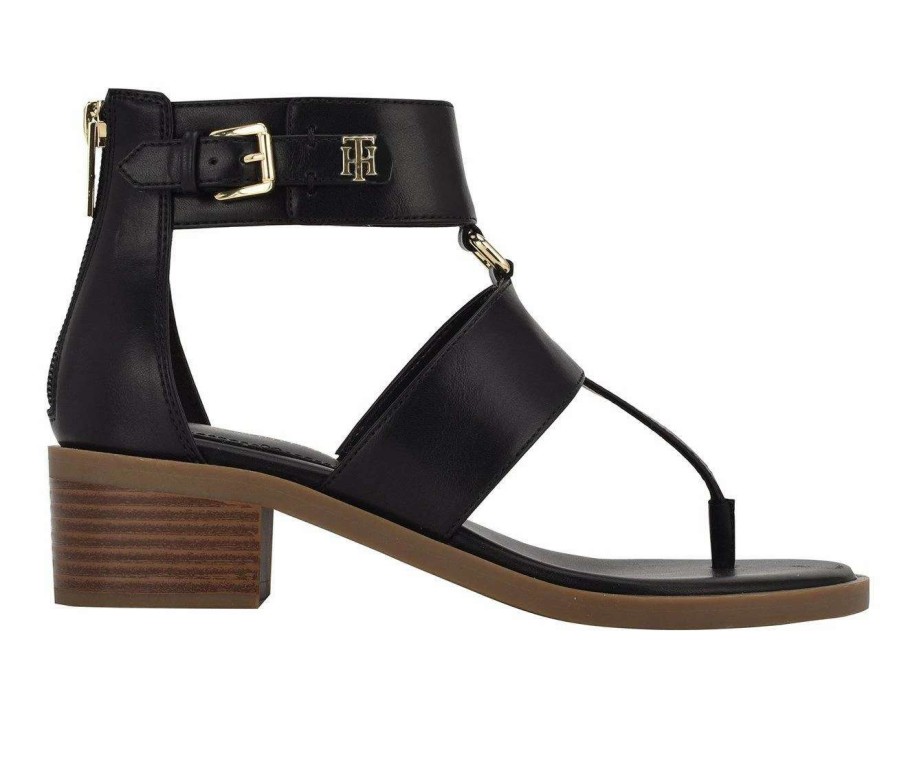 Heeled Sandals * | Best Deal Women'S Tommy Hilfiger Obell Block Heeled Sandals Black