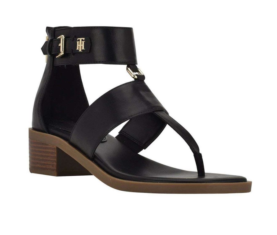 Heeled Sandals * | Best Deal Women'S Tommy Hilfiger Obell Block Heeled Sandals Black