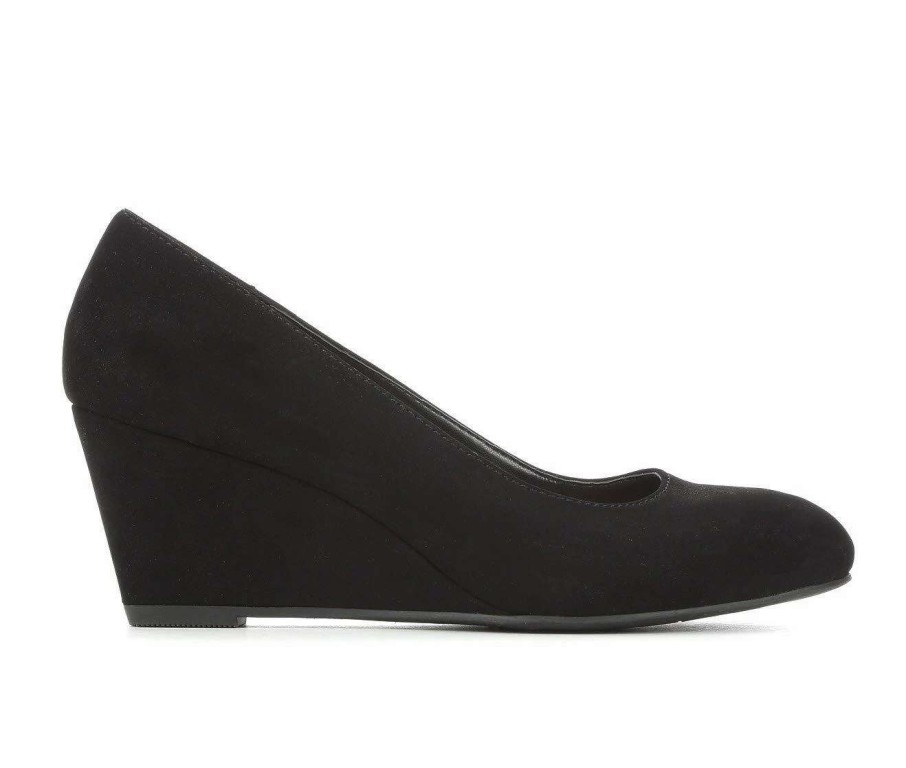 Wedge Heels * | Best Reviews Of Women'S Solanz Trudie Wedges Black Lamy