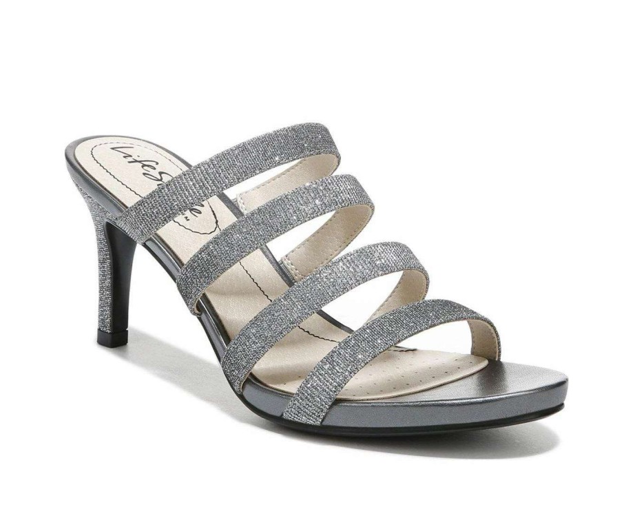 Platform Heels * | Best Reviews Of Women'S Lifestride Marquee Dress Sandals Pewter Fabric