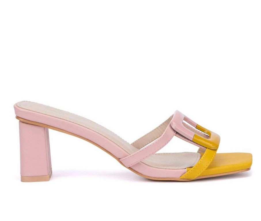 Block Heels * | Deals Women'S New York And Company Halo Block Heel Dress Sandals Yellow